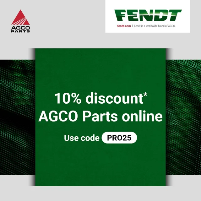 ⚡️Supporting you and your Fendt to take on any task with a 10% discount when you shop at AGCO Parts online. Quality parts, innovative accessories and all your farming essentials. Use code PRO25.
*For spends £250 or more. Offer runs from 1st May to 31st August 2025. £50 maximum discount per order. T&Cs apply.”⚡️